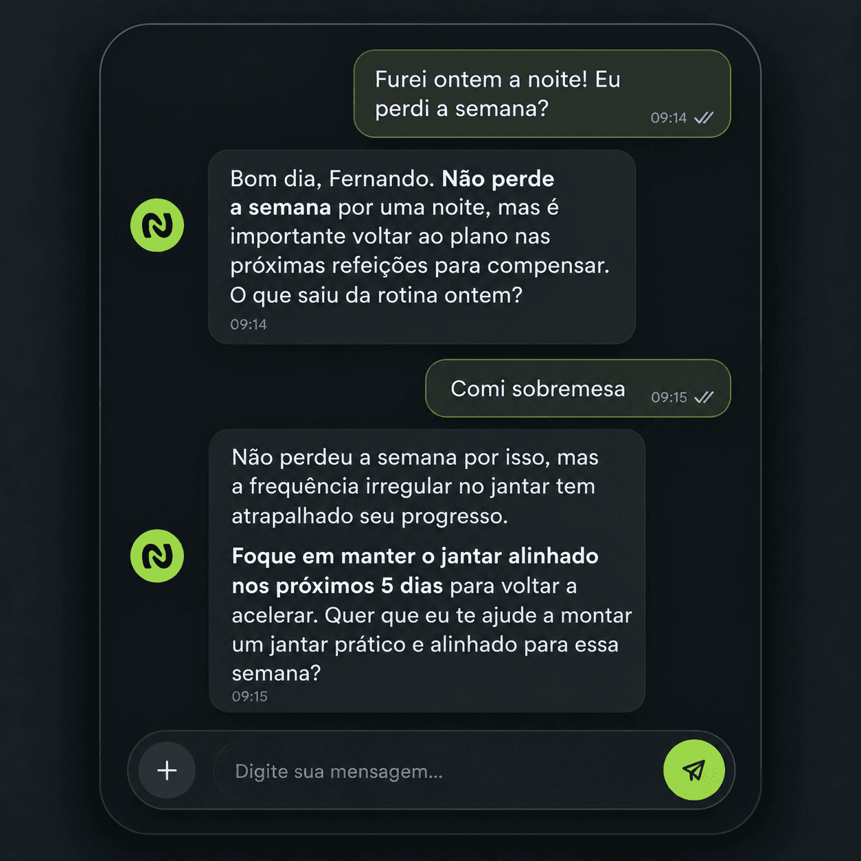 Tela Nuti do aplicativo Nutrift